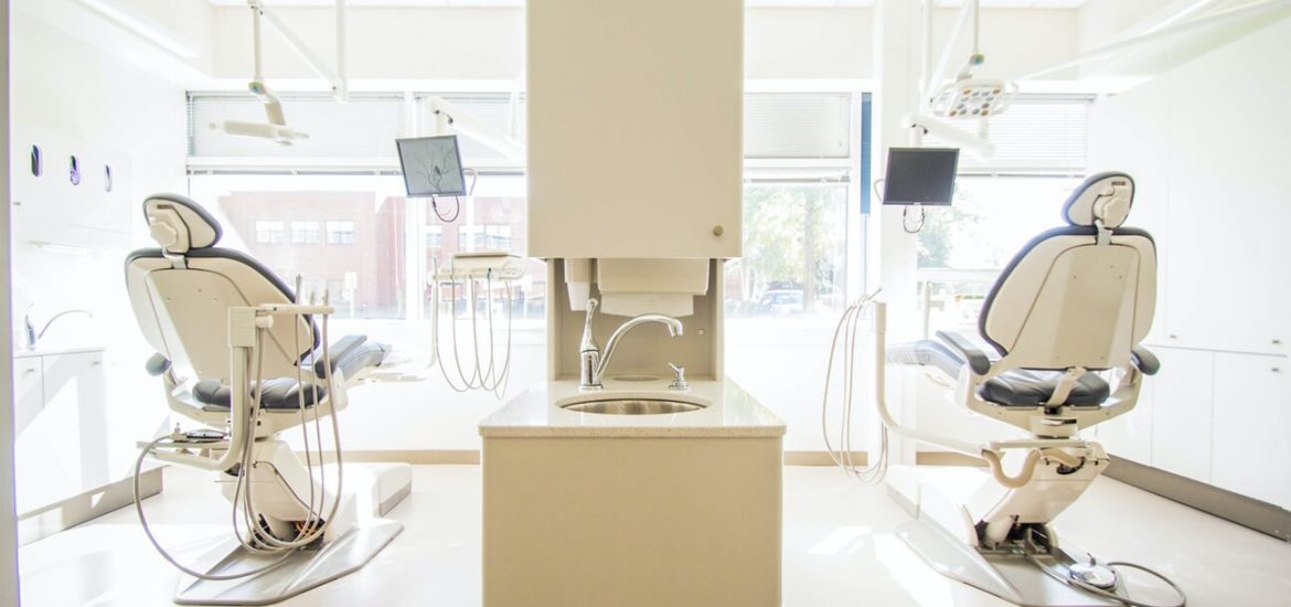 dentist office medical chairs facing sunlit windows